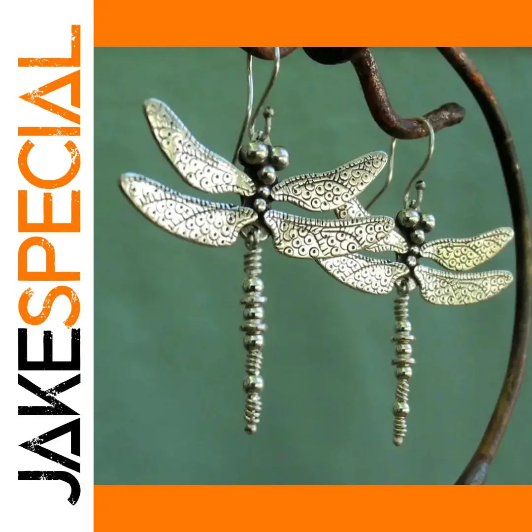 Vintage Dragonfly Drop Earrings in Silver or Gold 1 Vintage Dragonfly Drop Earrings in Silver or Gold