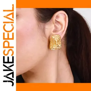 Vintage Gold Stainless Steel Heart Earrings