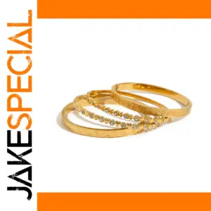 Elegant Stainless Steel Gold-Tone Bangle Set