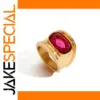 Gold-Tone Stainless Steel Pink Zirconia Ring