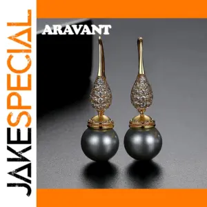 Elegant Black and White Pearls Water Drop Earrings