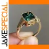 Green Zircon Square Cocktail Ring for Women