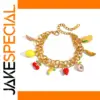 Vibrant Stainless Steel Fruit Charm Bracelet