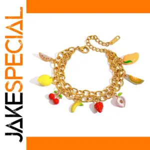 Vibrant Stainless Steel Fruit Charm Bracelet