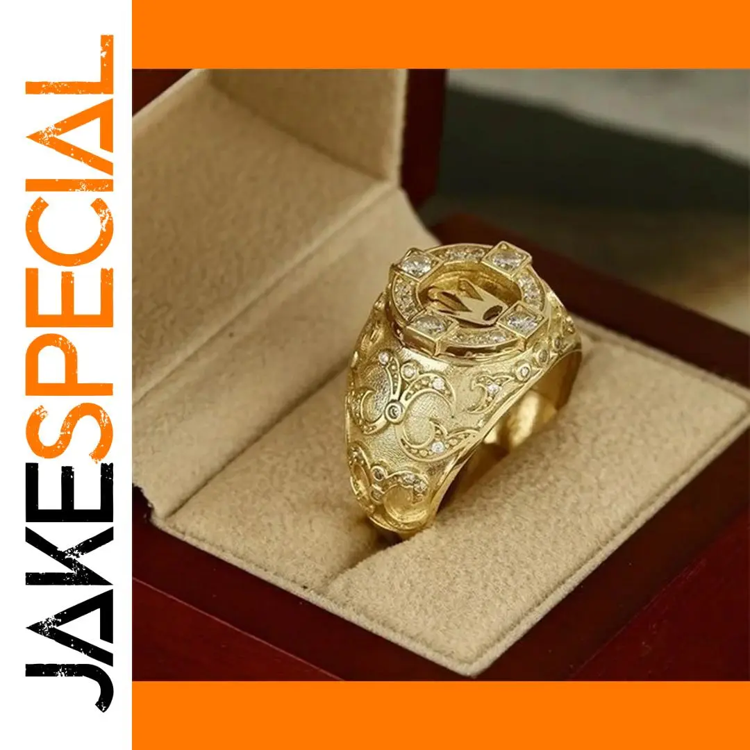 Bold Gold Men's Cocktail Ring with Zircon Detailing 1 Bold Gold Men's Cocktail Ring with Zircon Detailing