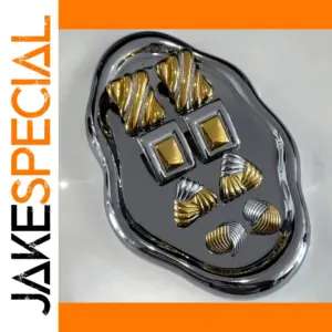 Stainless Steel Gold Rectangular Earrings