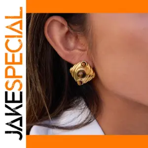 Vintage Gold-Tone Stainless Steel Earrings JDE0109043