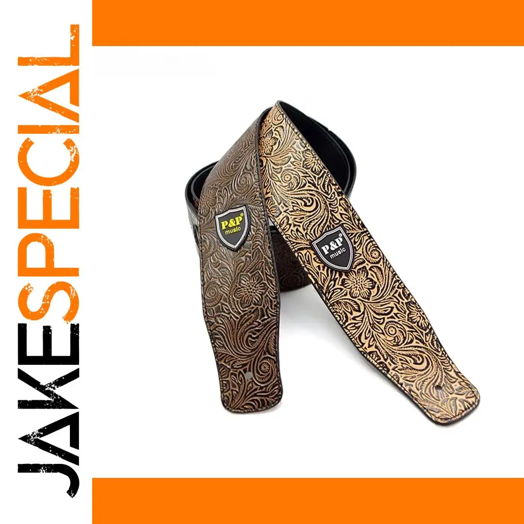 Flower Carving PU Guitar Strap (160cm x 6.6cm) 1 Flower Carving PU Guitar Strap (160cm x 6.6cm)