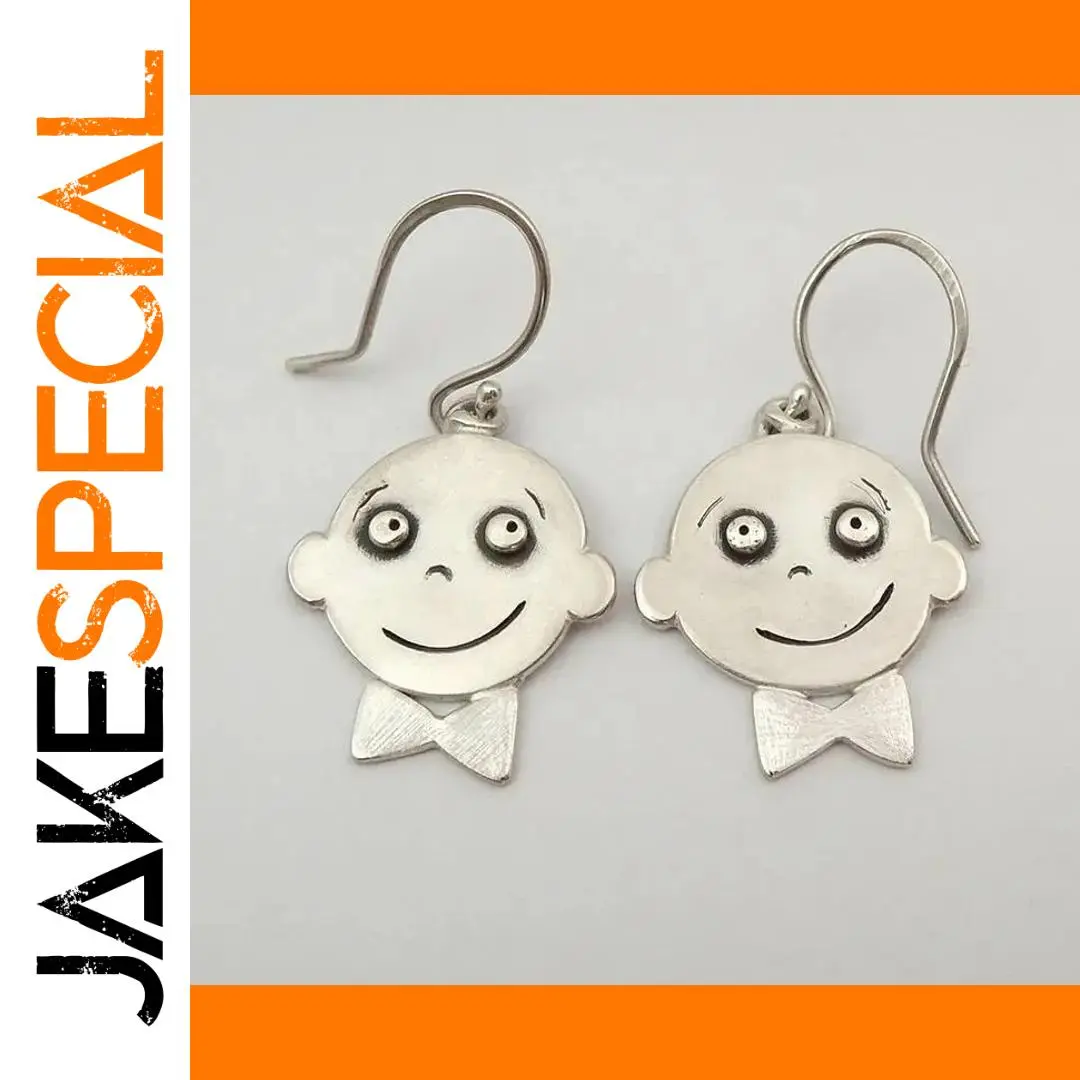 Vintage Silver Drop Earrings with Playful Faces 1 Vintage Silver Drop Earrings with Playful Faces