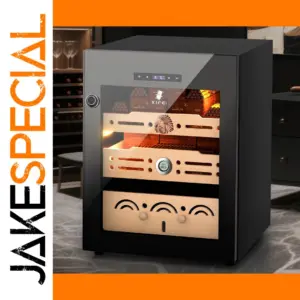 Black Electric Cigar Humidor Cabinet with 300 Slots