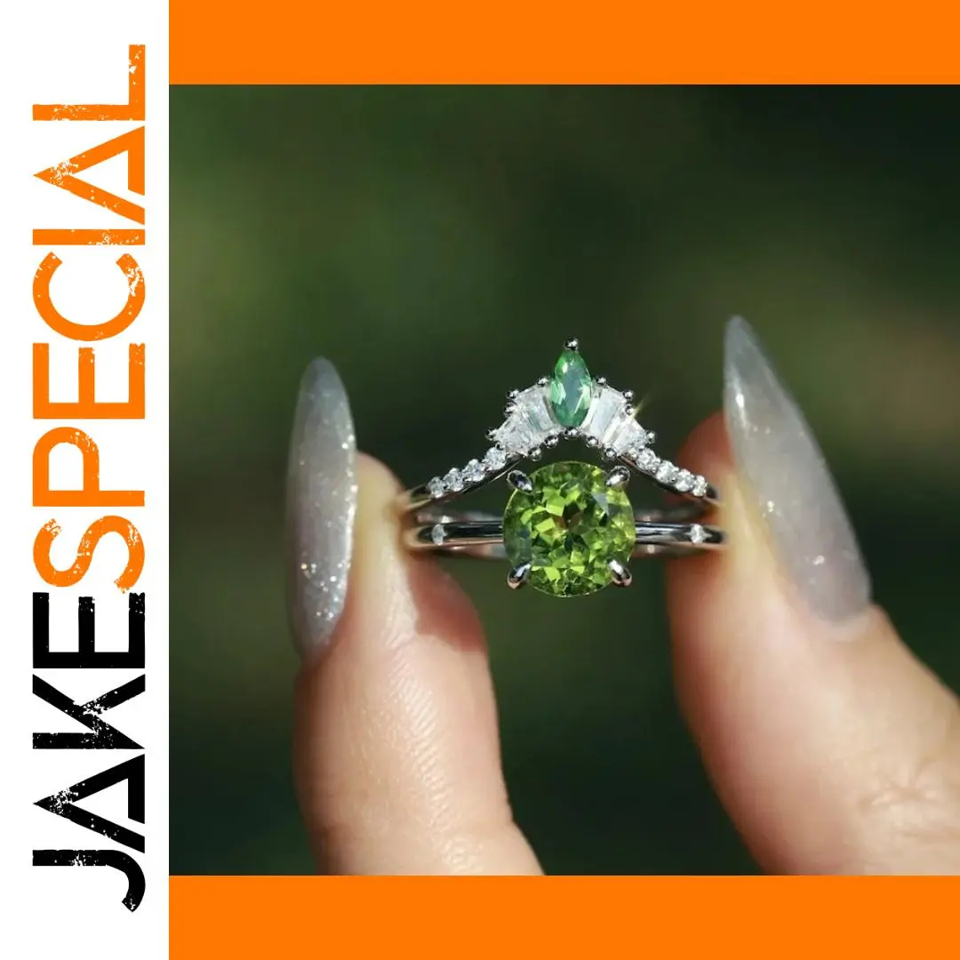 Vintage Silver Green Zircon Ring for Women 1 Vintage Silver Green Zircon Ring for Women