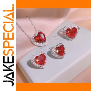 Heart-Shaped Garnet Silver Necklace for Women