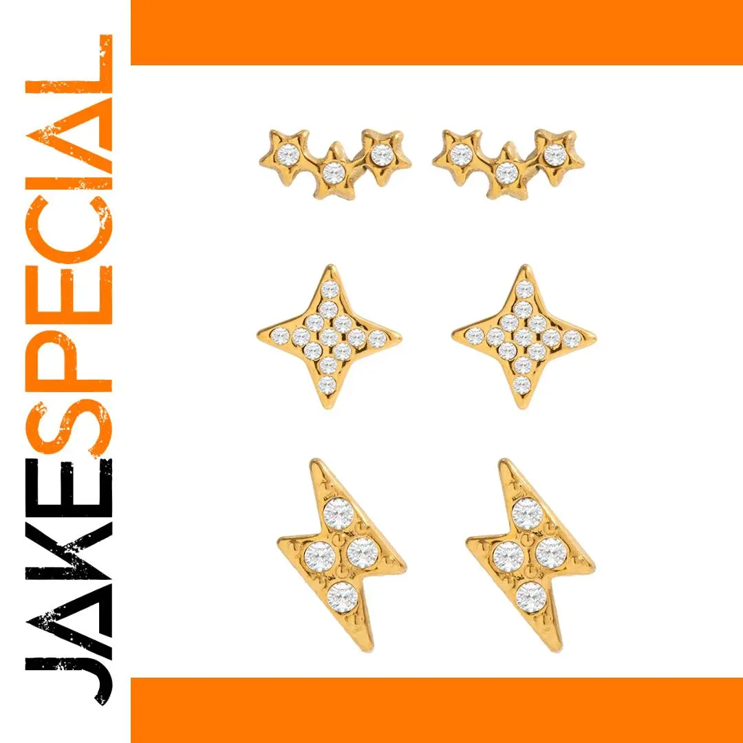 Gold-Tone Stainless Steel Earring Set for Women 1 Gold-Tone Stainless Steel Earring Set for Women