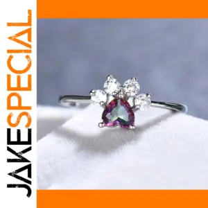 Adjustable Silver Ring with CZ Animal Motifs