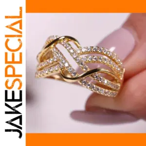 Gold Cross Ring for Women with Zircon Stones