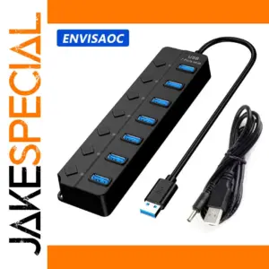 ENVISAOC 7-Port USB 2.0 Hub with Power Port