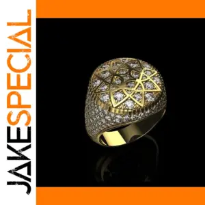 Gold Men's Geometric Zircon Ring for Parties