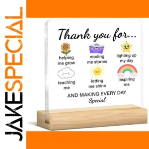 Vibrant Teacher Appreciation Plaque with Wooden Base