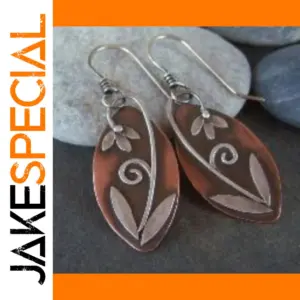 Vintage Leaf Dangle Earrings in Silver or Gold