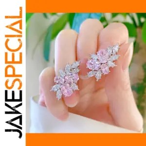 Elegant Silver-Inlaid Zircon Stud Earrings