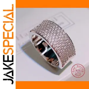 Sterling Silver Gold-Filled Wide Ring with Zircon