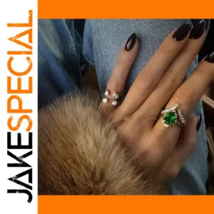 Stainless Steel Water Drop Ring with Zircon