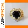 Gold-Tone Women's Ring with Zircon and Heart Gem