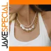 Alien Pearl Pendant Necklace Stainless Steel Gold