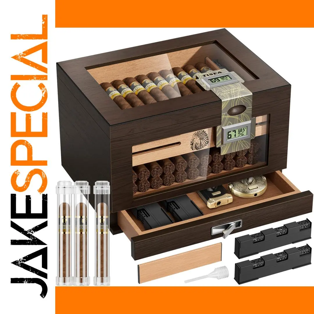 Elegant Cedar Wood Cigar Humidor with Digital Hygrometers 1 Elegant Cedar Wood Cigar Humidor with Digital Hygrometers