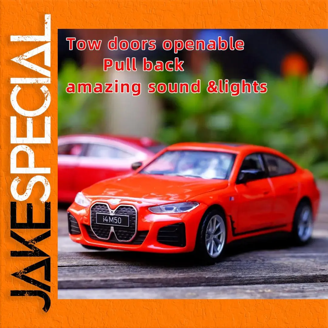 Orange BMW I4 M50 Diecast Model 1:34 Scale 1 Orange BMW I4 M50 Diecast Model 1:34 Scale