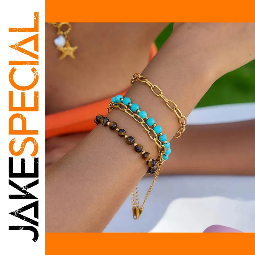 Gold Stainless Steel Women's Layered Bracelet 1 Gold Stainless Steel Women's Layered Bracelet