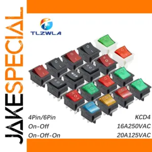 KCD4 Rocker Switch Set of 10 with 16A/250VAC Rating