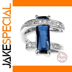 Silver Ring with Blue 2 CT Cubic Zirconia
