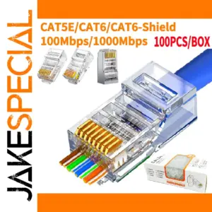 Premium 100-Pack Gold-Plated RJ45 Ethernet Connectors