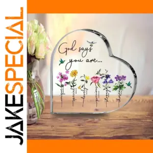 Heart-Shaped Acrylic Decor Sign with Floral Artwork