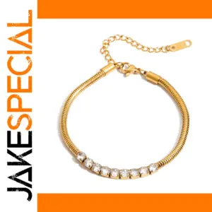 Gold-Finish Stainless Steel Snake Chain Bracelet