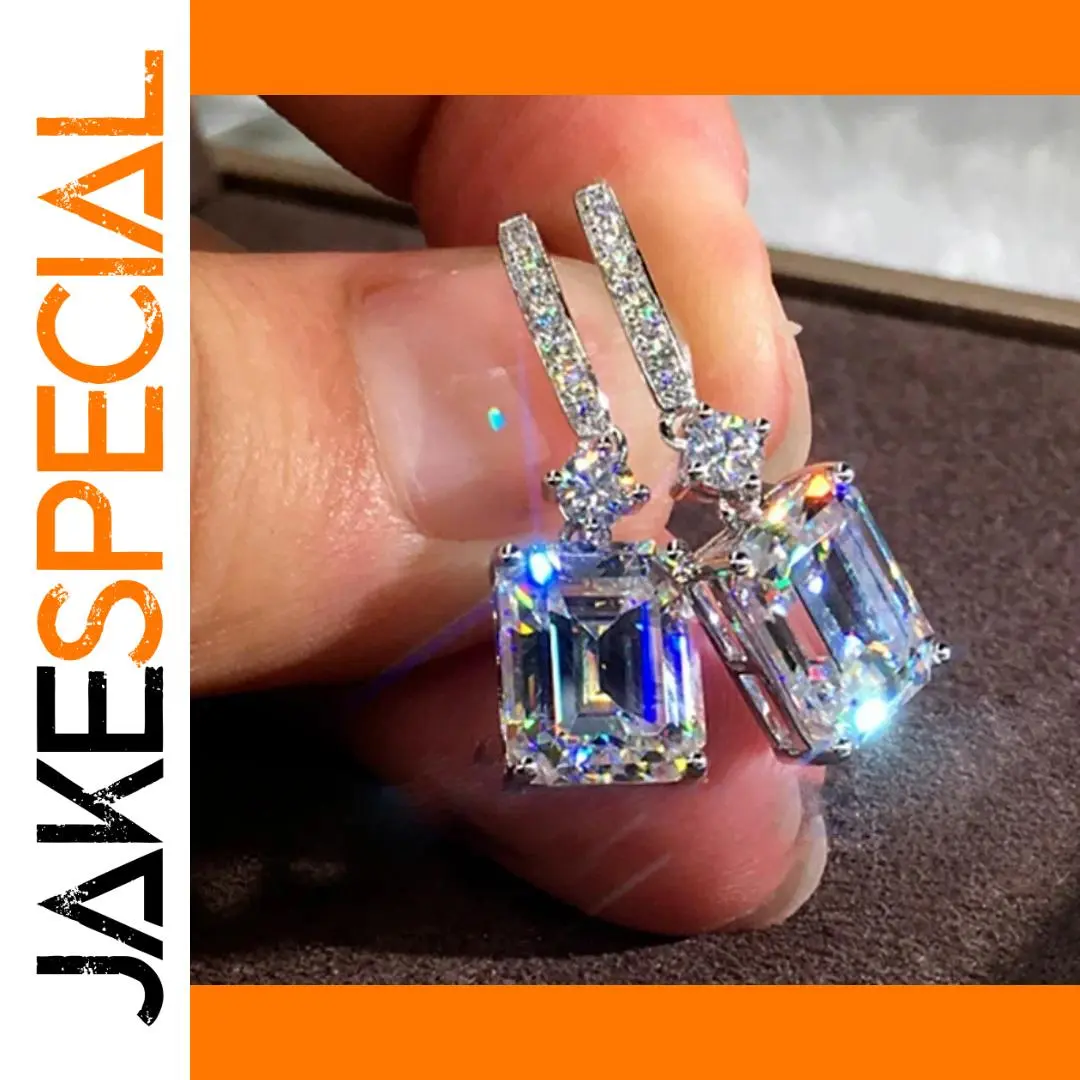 Silver Drop Earrings with Zircon Stones 1 Silver Drop Earrings with Zircon Stones