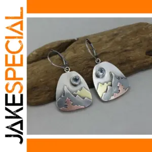 Vintage Silver Mountain Drop Earrings