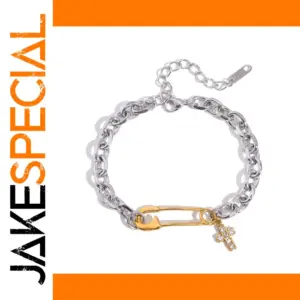 Unisex Stainless Steel Bracelet with Cross Charm