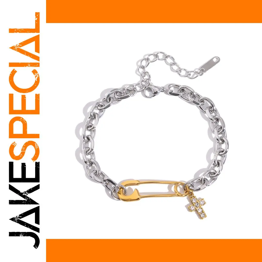 Unisex Stainless Steel Bracelet with Cross Charm 1 Unisex Stainless Steel Bracelet with Cross Charm