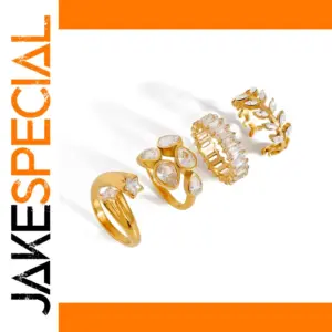 Stainless Steel Zircon Star Ring Set for Women