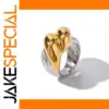 Two-Tone Stainless Steel Heart Ring for Women