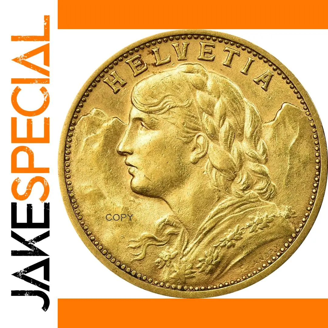 Vintage Switzerland 20 Francs Brass Coin Replica 1 Vintage Switzerland 20 Francs Brass Coin Replica