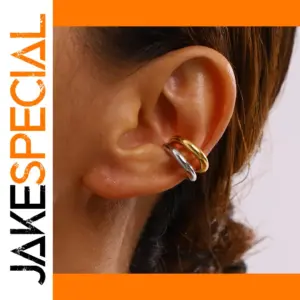 Stainless Steel Mixed-Metal Clip Earrings