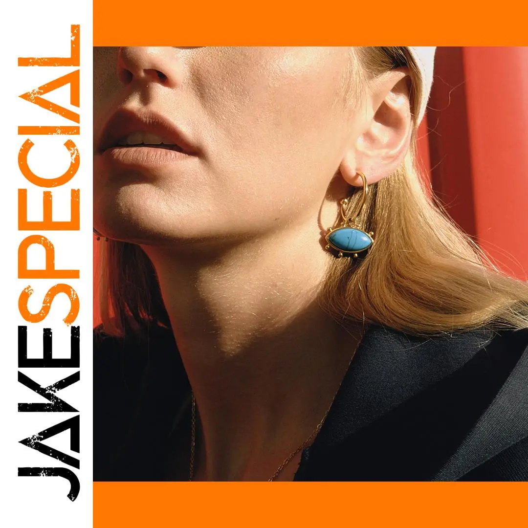 Gold and Blue Turquoise Devil's Eye Earrings 1 Gold and Blue Turquoise Devil's Eye Earrings