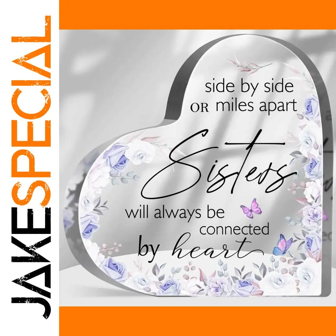 Clear Acrylic Sisterly Connection Heart Gift 1 Clear Acrylic Sisterly Connection Heart Gift