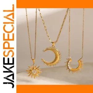 Vintage Stainless Steel Sun Pendant Necklace
