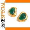 Bold Green Resin Stud Earrings in Stainless Steel