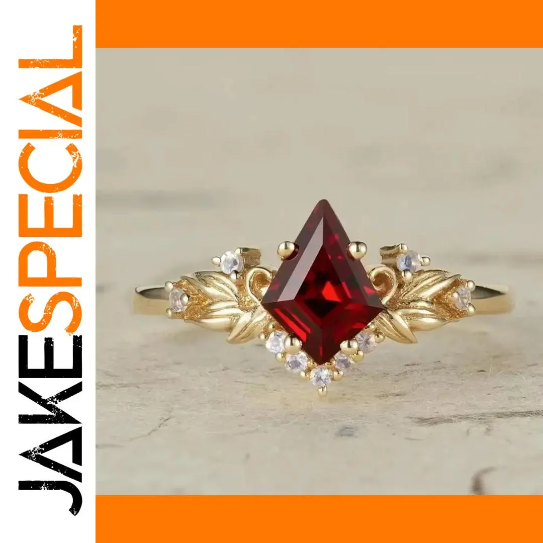 Gold and Red Geometric Cocktail Ring for Women 1 Gold and Red Geometric Cocktail Ring for Women