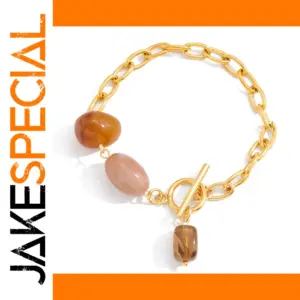 Vintage Geometric Resin Bracelet with Gold Steel